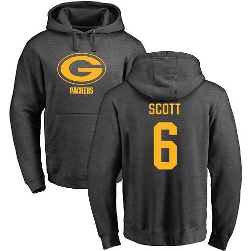 Green Bay Packers Ash #6 Scott J K One Color Nike NFL Pullover Hoodie->nfl t-shirts->Sports Accessory